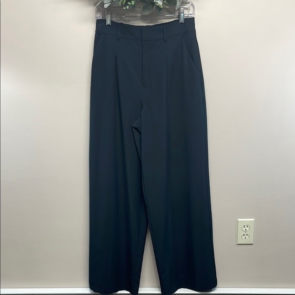 NWOT Rachel Zoe Pleated High Rise Wide Leg Black Trouser Pants M - Picture 1 of 14